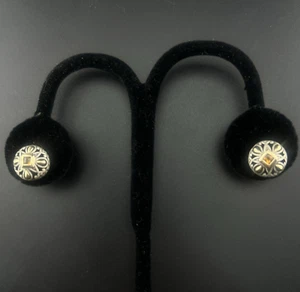 John Hardy Sterling Silver 18k Gold Earrings Citrine Jaisalmer Button Pierced - Picture 1 of 14