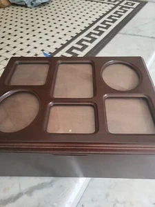 Antigua caja de fotos con marco de caoba Bombay Company exhibición de almacenamiento. - Imagen 1 de 3