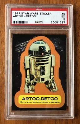 1977 Topps Star Wars 1st Series Sticker #6 PSA 5 EX Artoo Detoo R2D2 - Image 1 of 4
