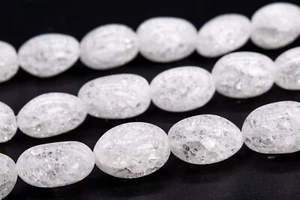19x12MM White Crystal Quartz Crack Pattern Pebble Nugget Grade AAA Natural Beads - Picture 1 of 4