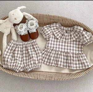 2 Years Set Infant Girl Lapel Short Sleeve Tops + Shorts 2pcs Suit Thin - Picture 1 of 7