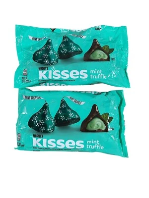 Hershey's Kisses ~ Caramelo de chocolate oscuro trufa menta 9 oz 06/2025 ~ 2 bolsas Foto 1 de 2