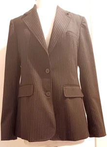 Burberry black and gray pinstriped wool pants suit sz 8 pants 6 - Picture 1 of 14