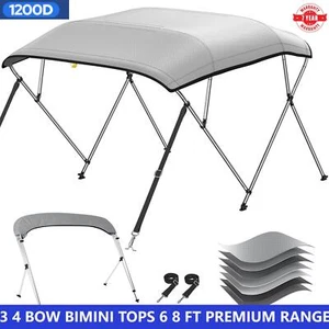 Heavy Duty 1200D 7Ply 3 Bow 4 Bow Bimini Top Boat Cover 6 / 8 ft with Rear Poles - Picture 1 of 65