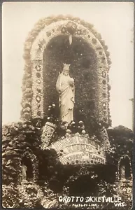 DICKEYVILLE WI-REAL PHOTO POSTCARD RPPC-STONE GROTTO STATUE OF JESUS CHRIST - Picture 1 of 2