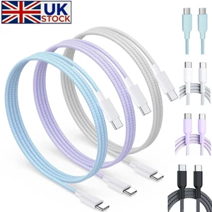 Fast Charger Braided USB-C to USB-C Cable Type C Lead For iPhone 17 16 15 ProMax - Picture 1 of 23