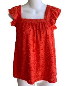 Lauren Conrad ärmelloses Rüschen-Top strukturiert gefüttert koralle gekreuzter Rücken neu mit Etikett Small - Bild 1 von 3