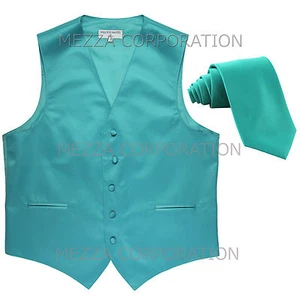 Neu Herren Vesuvio Napoli Smoking Weste Weste Krawatte formell Party aquablau - Bild 1 von 3