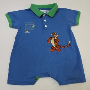 Vintage Disney Winnie The Pooh Colorblock Primary Tigger Bubble Romper 12 mos - Picture 1 of 16