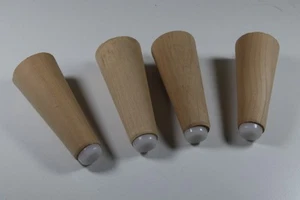 Four Unfinished Wood Mid-century Modern Furniture Legs Screw On - Picture 1 of 2