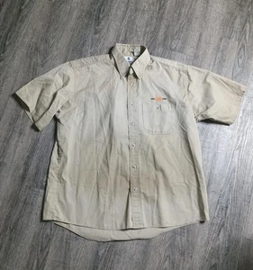 Whataburger Button Up Hemd Herren Large hellbraun Distressed Mitarbeiter Arbeitskleidung klassisch - Bild 1 von 9