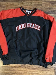 Vintage Ohio State Buckeyes Pullover Windbreaker Jacke Herren XL Schwarz Rot OSU - Bild 1 von 9