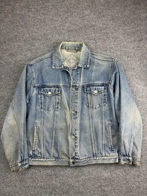 Vintage Port Authority Jacket Mens Large Denim Southwestern Aztec Wool Lined 90s - Image 1 of 4