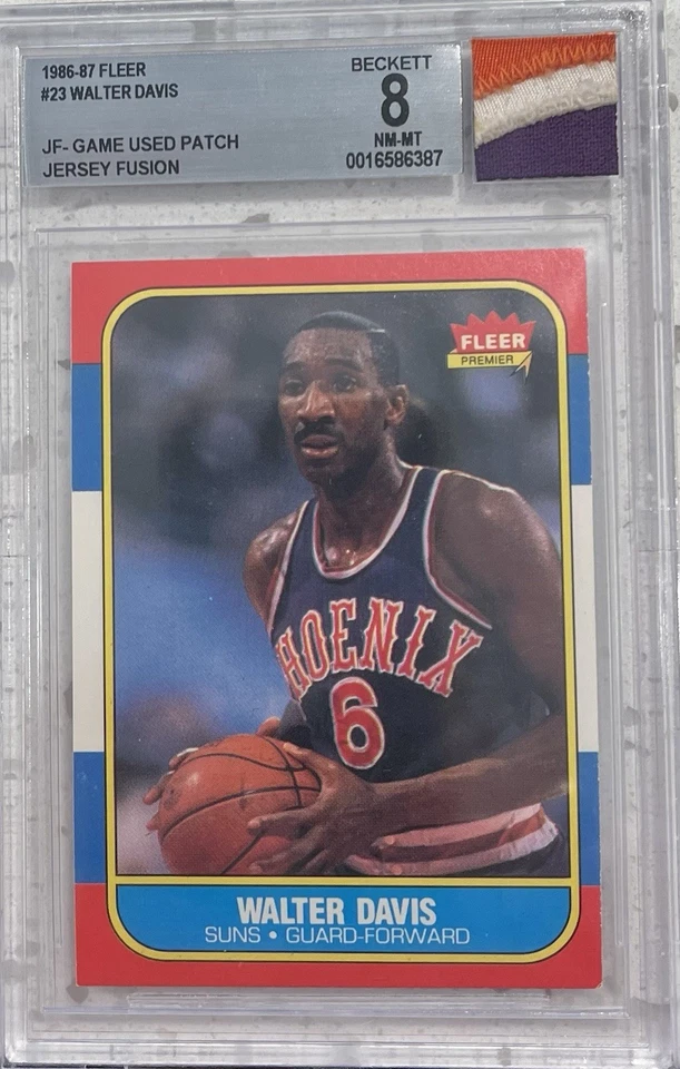 1986-87 Fleer Walter Davis 3 Color Jersey Fusion  Beckett 8 - Image 1 of 1