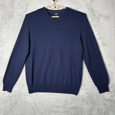 Suéter Tahari Para Hombres Grande Azul Italiano Lana Merino Cuello en V Negocios Suave Preppy Foto 1 de 4
