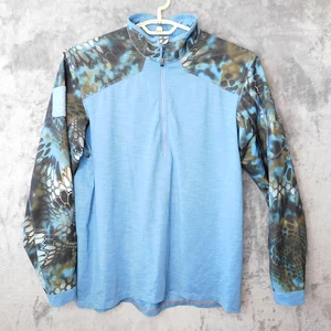 5.11 Tactical Shirt Men's L Long Sleeve Polo Blue Snakeskin Camo 1/2 Zip - Picture 1 of 12