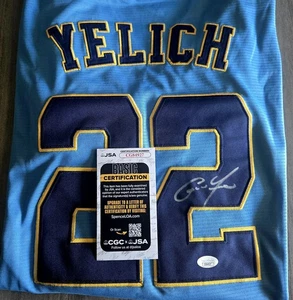 Camiseta Christian Yelich Firmada Personalizada Brew Crew Edición City Talla L CERTIFICADO JSA - Imagen 1 de 3