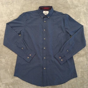 International Report Shirt Mens Medium Blue Geometric Long Sleeve Button Down - Picture 1 of 10