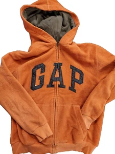 GAP Cute Warm Soft Orange Hooded Fleece Jacket Full Zip Size 12 - Picture 1 of 6