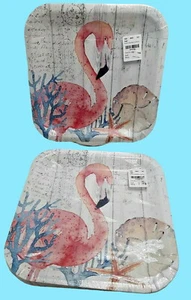 Blueink Studios Flamingo Paper Plates Rustic Seaside 9 inch 2 pkgs 30 plates - Picture 1 of 5