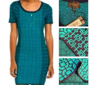 Romeo & Juliet Couture Womens Sz M Green-Blue Geometric Knit Dress New - Picture 1 of 10