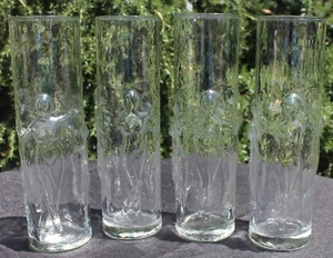 Vintage Libbey Raised Glass La Femme Clear Glasses Tumblers Set of 4 - Picture 1 of 5
