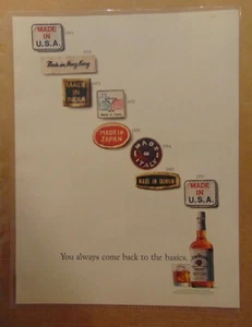 JIM BEAM Back To Basics Whisky BOURBON Original Años 90 Publicidad Impresa - Imagen 1 de 1