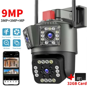3 Lens HD 1080P WiFi IP Camera Wireless Outdoor CCTV PTZ Home Security IR Cam US - Picture 1 of 30
