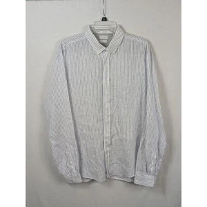 Brunello Cucinelli Leisure Fit Striped Button Down Shirt White Men's Size 2XL - Picture 1 of 14