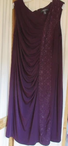 R & M Richards Woman Dress 20W Deep Purple Fancy Sparkle Floral Accent - Picture 1 of 9