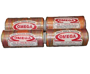 Lot of 4 Skeins OMEGA 100% Nylon Thread #2 -77 V Festive - 275 Meters Each - Picture 1 of 3