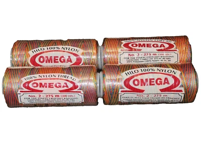 Lot of 4 Skeins OMEGA 100% Nylon Thread #2 -77 V Festive - 275 Meters Each - Image 1 of 3