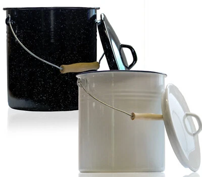 Nostalgie Wassereimer Email Emaille Biomüll Eimer Metalleimer 11,5L m. Deckel 1A - Bild 1 von 4