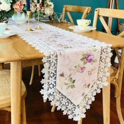 Floral Embroidery Lace Table Runners Cabinet Piano Dinning Table Covers Pastoral - Image 1 of 4