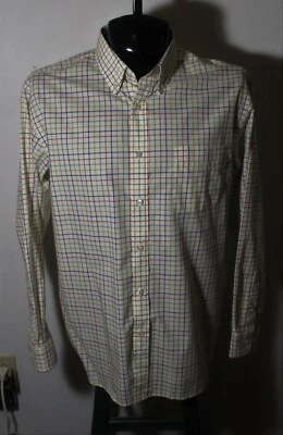 J. McLAUGHLIN Tan Checkered Long Sleeve Shirt Size L - Image 1 of 4