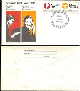 1975 Australia Post and Telecom 10c Tenant Strip FDC NSW 2088 Postmark Envelope - Picture 1 of 1