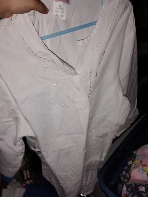 xl cherokee cotton polyester blend white long sleeve scrub nursing top ex women - Image 1 of 2