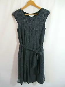 GANT Silk Polka Dot Navy Blue Cap Sleeve Belted Dress US Size 4 - Picture 1 of 8