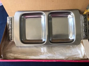Vintage 70er International Silver Company Edelstahl Holloware 2 Fächer Schale  - Bild 1 von 9