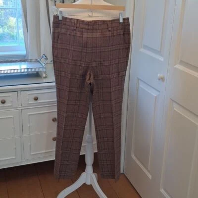 Max Mara Weekend Womens Wool Brown/Navy/Cream Cropped Flare Trousers Sz.6 - Image 1 of 4