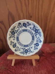 Myott Meakin Blue Onion Floral Round Scalloped 6 " Saucer Plate England Vtg - Picture 1 of 6