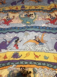 Rare Vtg Disney Mickey Mouse Dinosaur Stone Age Twin Bed Comforter By 84”x 60” - Picture 1 of 9