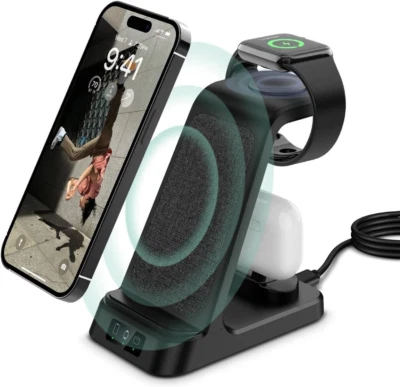 Wireless Charging Station, 3 in 1 Fast Charger Stand, Wireless for iPhone - Image 1 of 4