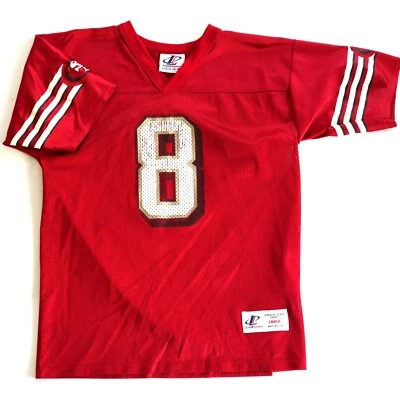 复古旧金山 49 人队 Steve Young #8 标志运动橄榄球球衣男孩 L — 第 1/4 张图片