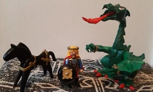 Vintage Playmobil 3840 Green DRAGON Figure Collar Fire Breathing Parts Lot - Picture 1 of 9