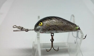 Vintage Bill Norman Quarterback Deep Little Scooper Silver/Black 1 3/4" Lure - Image 1 of 4