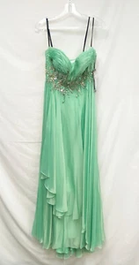 Women's Alyce Paris Mint Green Flowy Chiffon Dress with Sweetheart Bodice Size 6 - Picture 1 of 3