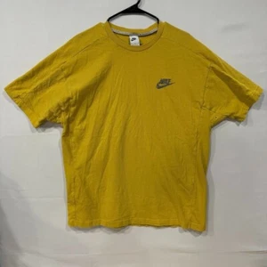 Nike T-Shirt Mens XL Yellow Embroidered Logo Cotton Loose Fit - Picture 1 of 5