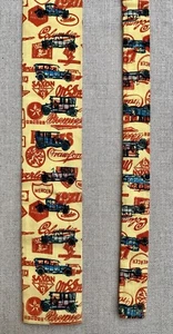 Vintage Rooster Brand Cotton Tie Antique Cars Yellow, Orange 2 7/8"x 53 3/4" - Picture 1 of 11