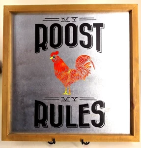 My Roost My Rules Farmhouse Decor Painting Wall Hanging Framed Hand Made - Bild 1 von 3